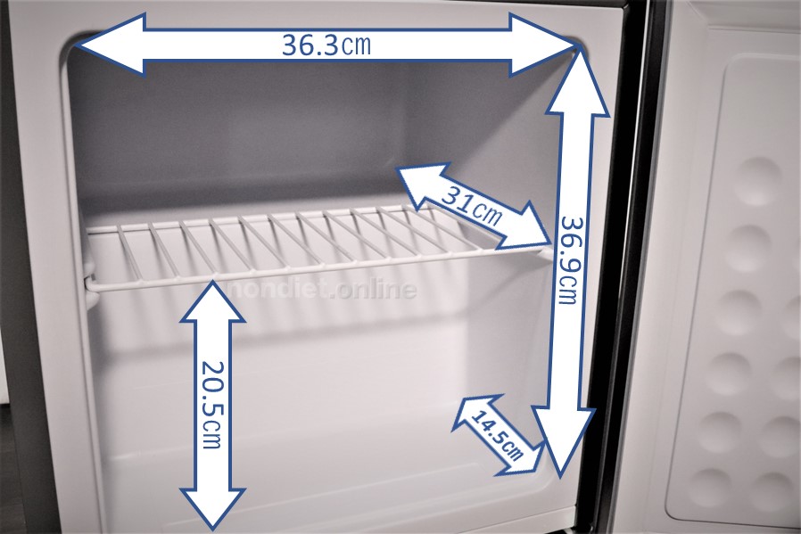 冷凍庫の内径サイズを表記した画像